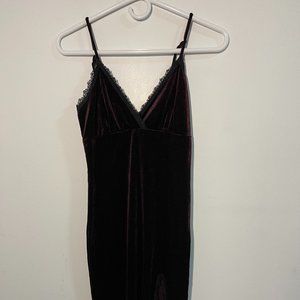Velvet Slit Midi Dress